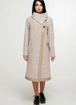 Пальто женское без подкладки, шерсть букле bouclet alpaca, бежевый, р.44-54, украина1 фото