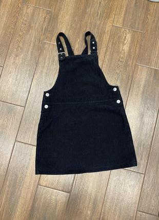 Вельветовий сарафан з кнопками на шлейках