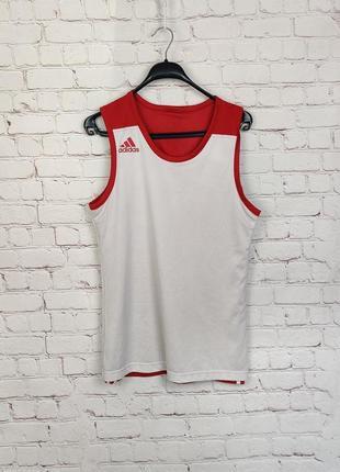 Майка чоловіча спортивна бігова тренувальна двостороння adidas 3g spee reversible red white3 фото