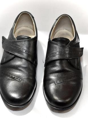Туфлі чорні шкіряні шкільні на липучці для хлопчиків, змінне взуття (каприз)3 фото