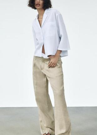 Zara хлопковая блуза в пижамном стиле, рубашка, рубашка, блузка3 фото