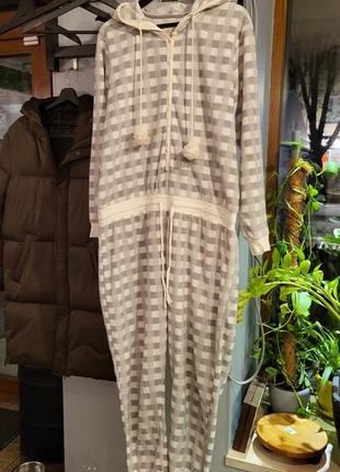 Кигуруми флис теплая пижама мужская в клетку плюш мягкая костюм домашний мужская на высокий рост д6 фото