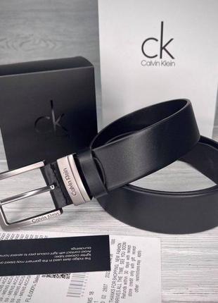 Ремінь calvin klein чорний чоловічий в подарунковій коробці3 фото