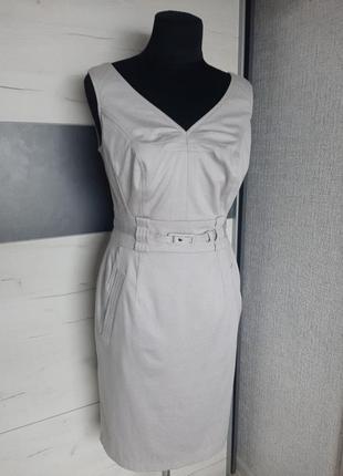 Коттоновое деловое платье серого цвета размер мsk 10