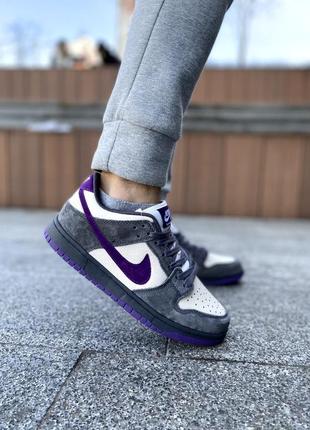 Nike sb dunk low pro grey purple2 фото