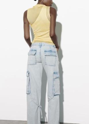 Zara джинсы карго, прямые длинные брюки, брюки5 фото