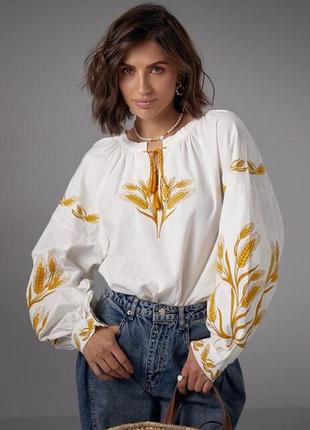 Блуза вишиванка з колосками1 фото