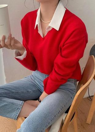 Жіночий червоний светр джемпер товстий кашемір 100% р.l uniqlo оригінал
