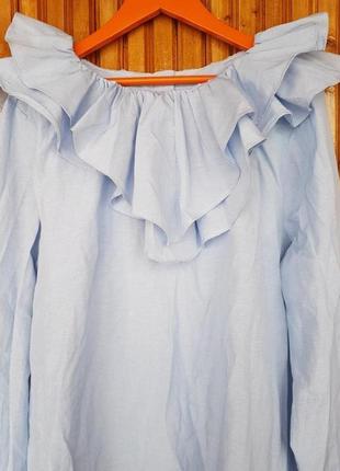 Блуза h&amp;m с воланами и пуговицами на спинке в мелкую полоску.2 фото