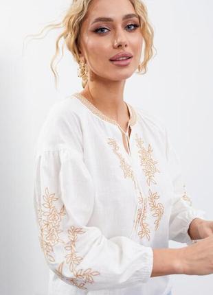 Блуза вышиванка белая с золотом3 фото