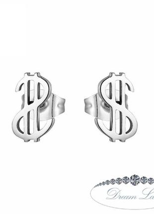 Серьги с нержавеющей медицинськои стали "dollar"
