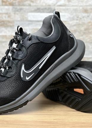 Кросівки чоловічі шкіряні nike air shield black2 фото