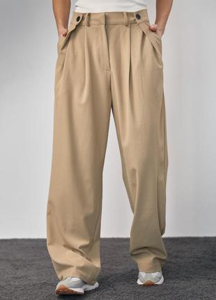 Классические брюки с акцентными пуговицами на поясе широкие брюки штаны палаццо