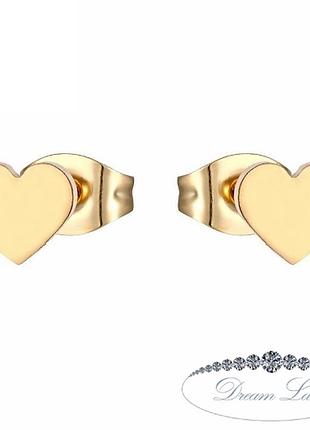 Серьги с нержавеющей медицинськои стали с позолотой "сердце"