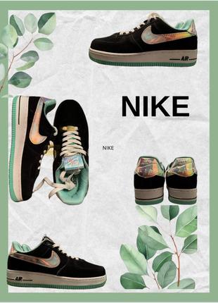 Кросівки nike air force black green найкі еір найк ейр форс форси