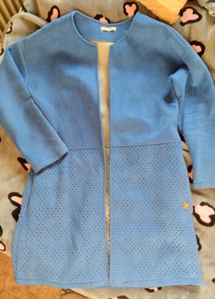 Жакет вудинений кардиган пальто перфорація піджак плащ замш вельвет велбр м'який стиль офіс строгий2 фото