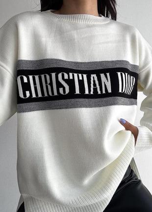 Накладной платеж ❤ 50% хлопок турецкий оверсайз свитер мирер с надписью лого в стиле dior