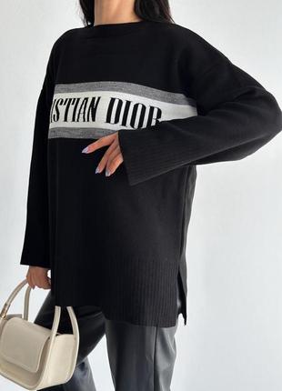 Накладной платеж ❤ 50% хлопок турецкий оверсайз свитер мирер с надписью лого в стиле dior1 фото