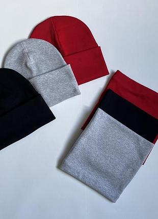 Шапка та хомут демі тоненький рубчик