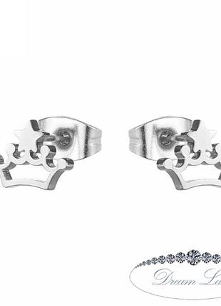 Серьги с нержавеющей медицинськои стали "корона со звездой"