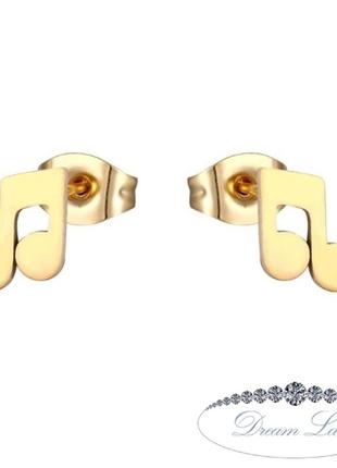 Серьги с нержавеющей медицинськои стали с позолотой "мелодия души"