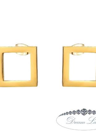 Серьги с нержавеющей медицинськои стали с позолотой "алегра"