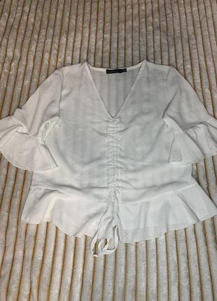 Белая блуза топ с затяжками2 фото