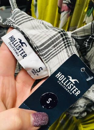 Новый белый жатый кроп топ в клетку hollister s8 фото