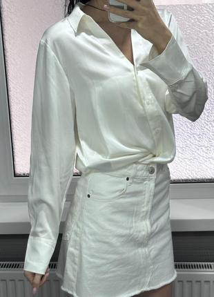 Белая шелковая рубашка h&amp;m2 фото