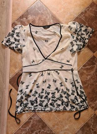 Красивая легкая бежевая блуза майка в бабочки от f&amp;f