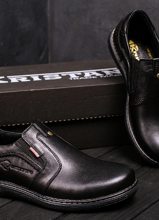 Мужские кожаные туфли kristan black old school  115 ч