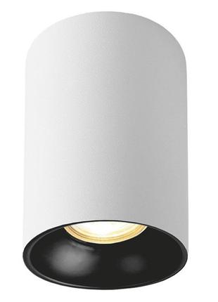 Накладний світильник точковий videx vl-spf14a-wb під лампу gu10 білий, з чорним рефлектором