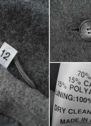 Винтажное шерстяное демисезонное серое пальто6 фото