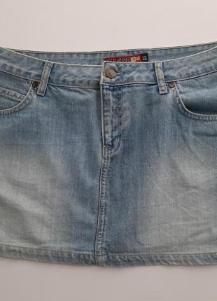 Юбка джинсовая короткая голубая размер l...xl1 фото