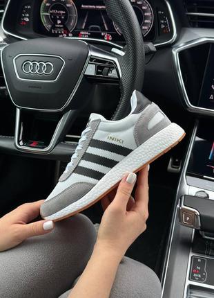 Adidas originals iniki w white gray black2 фото