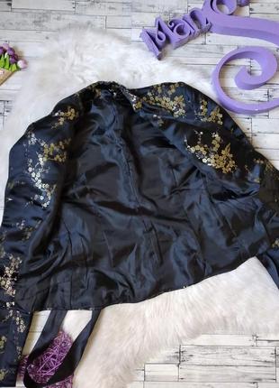 Пиджак женский черный с рисунком сакура3 фото