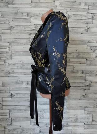 Пиджак женский черный с рисунком сакура7 фото