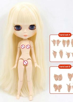 Шарнирная кукла блайз blythe 30см без одежды 4 цвета глаз волосы блонд1 фото