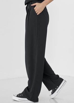 Жіночі штани прямого крою з високою посадкою — чорний колір, m (є розміри)5 фото