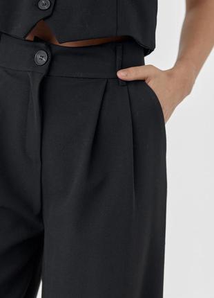 Жіночі штани прямого крою з високою посадкою — чорний колір, m (є розміри)4 фото