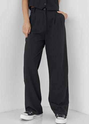 Жіночі штани прямого крою з високою посадкою — чорний колір, m (є розміри)7 фото