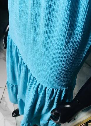 Голубое платье с текстурой воланами primark xs7 фото
