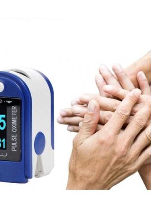 Пульсоксиметр pulse oximeter healer ad807 электронный на палец синий5 фото