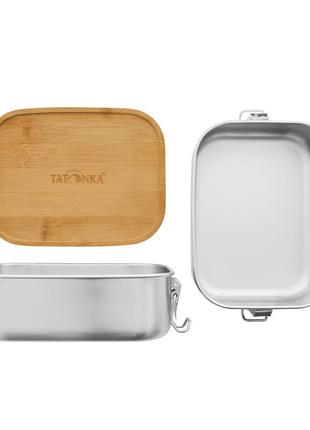 Контейнер для їжі tatonka lunch box i 800 bamboo сірий4 фото