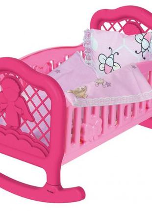 Игрушечная кроватка-колыбель для кукол 4524txk с постельным бельем (розовая) от lamatoys