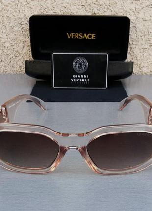 Окуляри в стилі versace жіночі сонцезахисні окуляри стильні бежево-рожеві з градієнтом2 фото