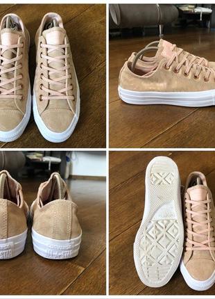 Кеды converse (оригинал) натуральная замша с золотистым напылением р. 37.52 фото