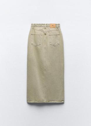 Джинсовая юбка средней длины z1975 с разрезом спереди4 фото