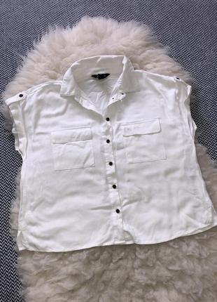 Свободная укороченная рубашка вискоза блуза топ натуральная с пуговками4 фото