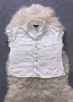 Свободная укороченная рубашка вискоза блуза топ натуральная с пуговками9 фото